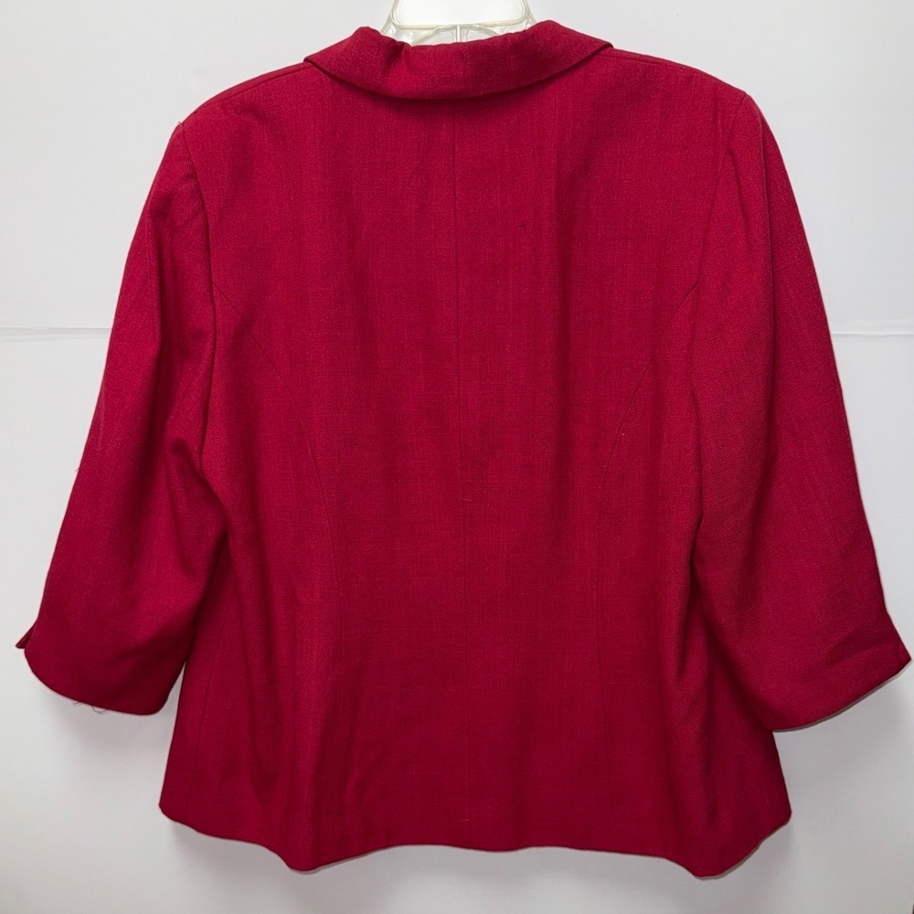 Dressbarn Red Blazer Jacket 3/4 Sleeve Single Breasted Classic Office 16W - Picture 2 of 12